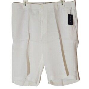 INC International Concepts Men Short Pants Size 36 White Light Beige Linen Blend
